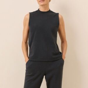 Pact Airplane Mock Neck Sleeveless Organic Cotton Knit Top - Black - XS
